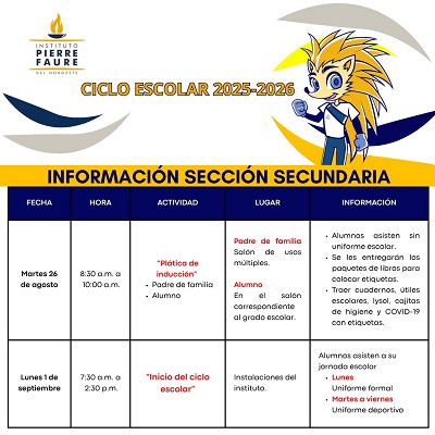 Horario de clases Ciclo Escolar 2025-2026